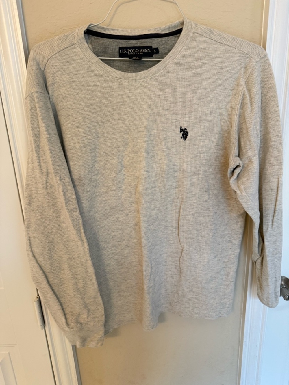 U.S. Polo Assn. Men's Crewneck Sweater - Light Gray with Navy Logo
